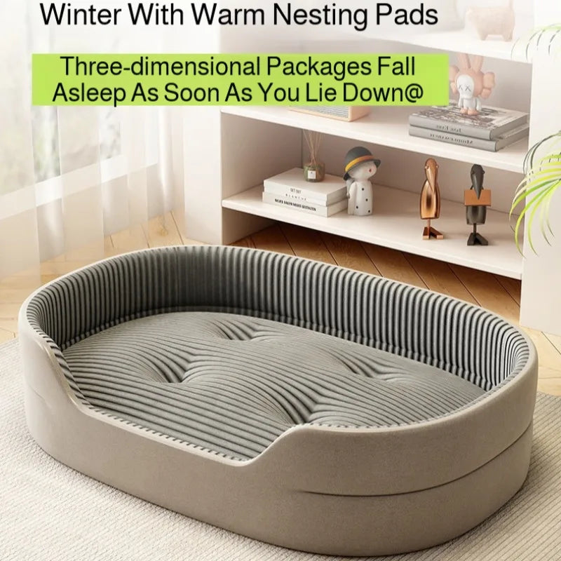 All-Season Dog Bed Cooling Mat for Large Small Dogs, Orthopedic Pet Sofa Bed with Ice Silk Pad, Waterproof Chew Proof Kennel