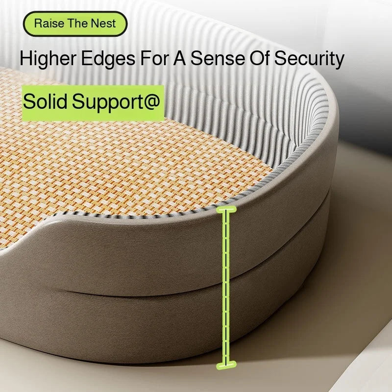 All-Season Dog Bed Cooling Mat for Large Small Dogs, Orthopedic Pet Sofa Bed with Ice Silk Pad, Waterproof Chew Proof Kennel