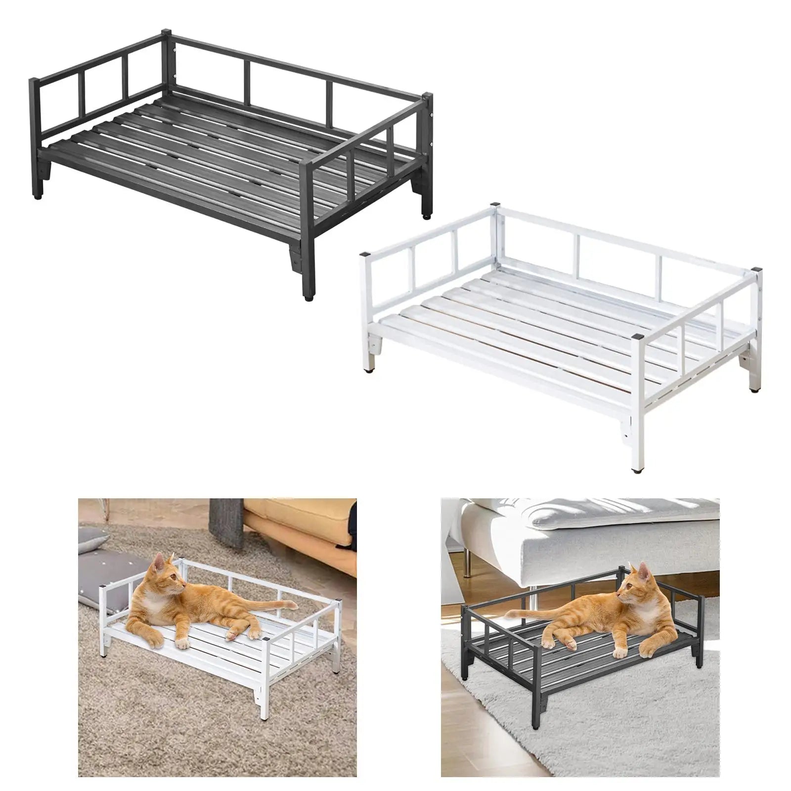 Dog Bed with Rails, Pet Supplies, Non-Slip Feet, Adjustable Height, Breathable,