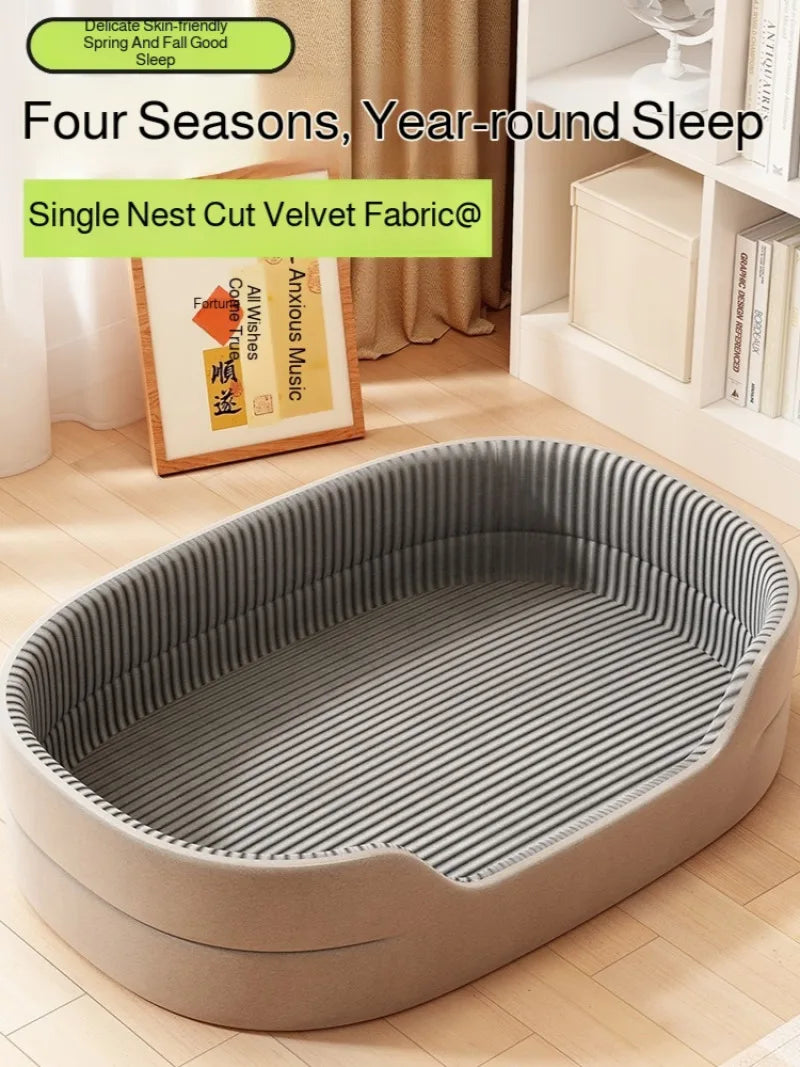 All-Season Dog Bed Cooling Mat for Large Small Dogs, Orthopedic Pet Sofa Bed with Ice Silk Pad, Waterproof Chew Proof Kennel