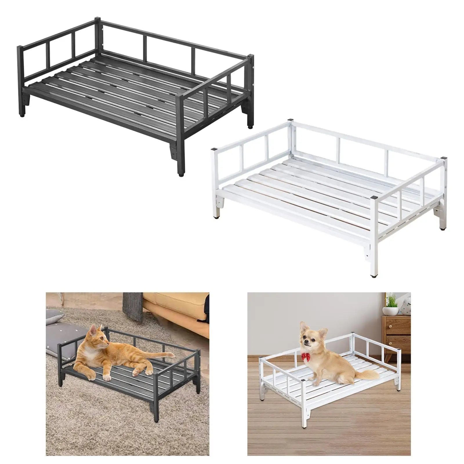 Dog Bed with Rails, Pet Supplies, Non-Slip Feet, Adjustable Height, Breathable,